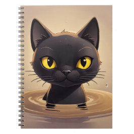 Cute Black Cat Swimming Journal Art Anteckningsbok