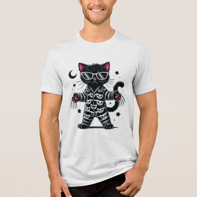 Cute Black Cat T Shirt (Framsida)