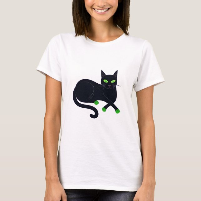 Cute Black cat T Shirt (Framsida)