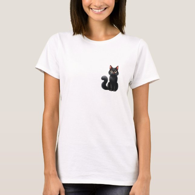 Cute Black Cat T-Shirt (Framsida)