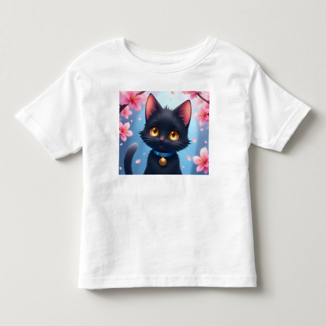 Cute Black Cat T Shirt (Framsida)