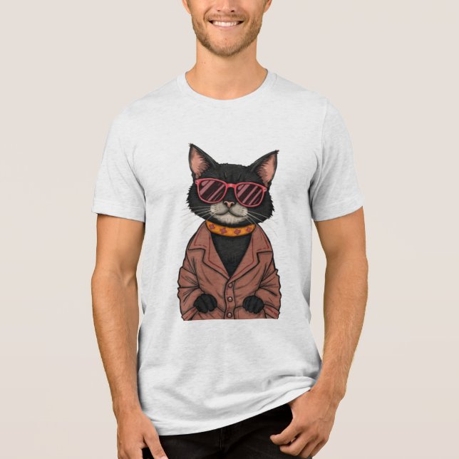 Cute Black Cat T Shirt (Framsida)