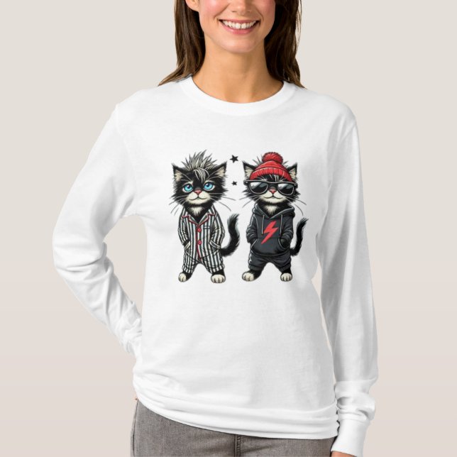 Cute Black Cat T Shirt (Framsida)