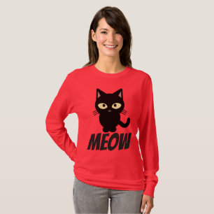 Cute Black cat T-shirts, MEOW, Lusnyj T Shirt