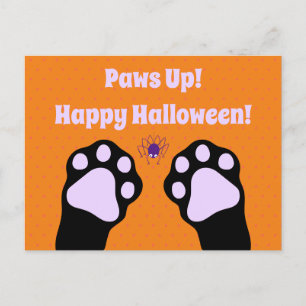 Cute Black Cat Tass Up Halloween-vykort Vykort