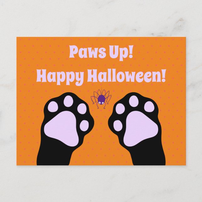 Cute Black Cat Tass Up Halloween-vykort Vykort (Framsida)