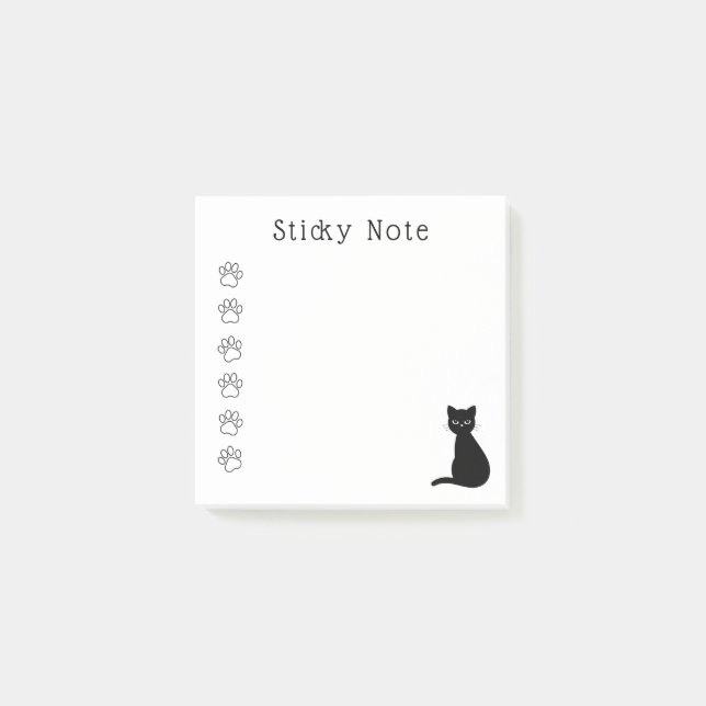 Cute Black Cat Tassar Anpassningsbar Text Post-it Block (Framsida)