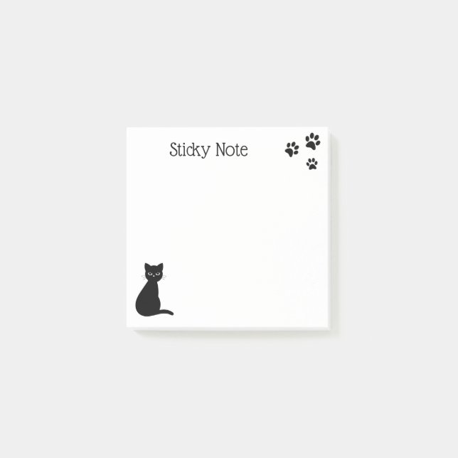Cute Black Cat Tassar Anpassningsbar Text Post-it Block (Framsida)