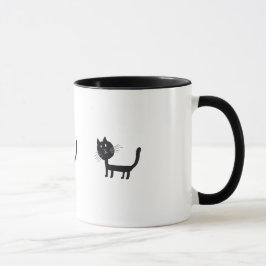Cute Black cat teckning Mugg