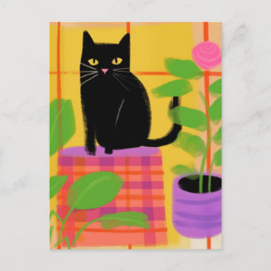 Cute Black Cat Vykort