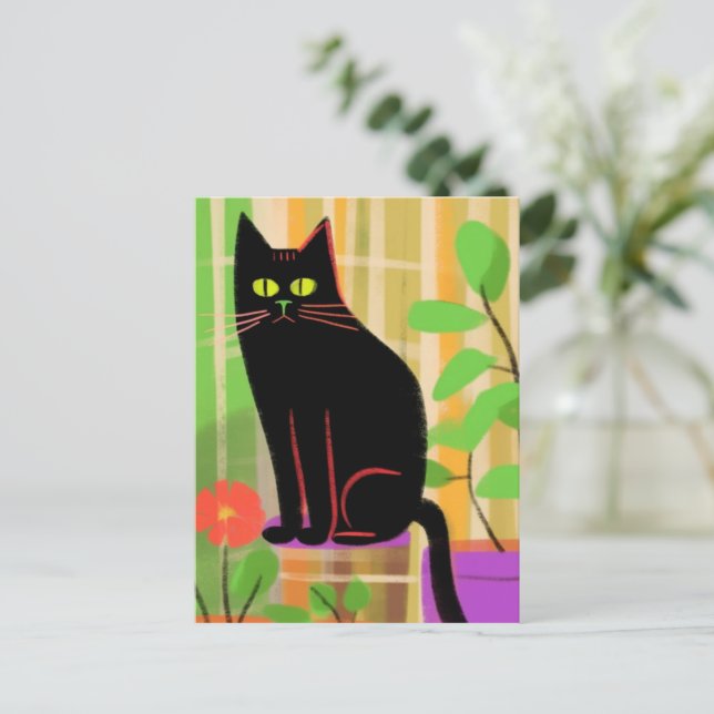 Cute Black Cat Vykort (Stående Fram)