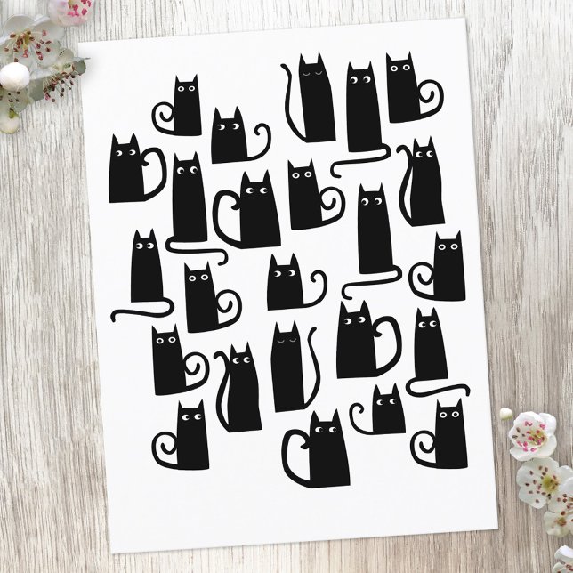 Cute Black Cat Vykort (Skapare uppladdad)