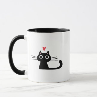 Cute Black Cat with Heart  Kitten Valentine Classi Mugg