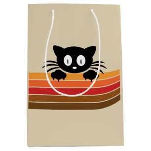 Cute black cat with retro rand