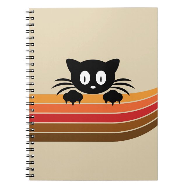 Cute black cat with retro rand anteckningsbok (Framsidan)