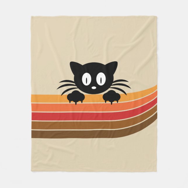 Cute black cat with retro rand fleecefilt (Framsidan)