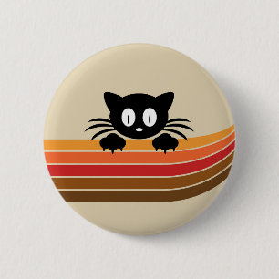 Cute black cat with retro rand knapp