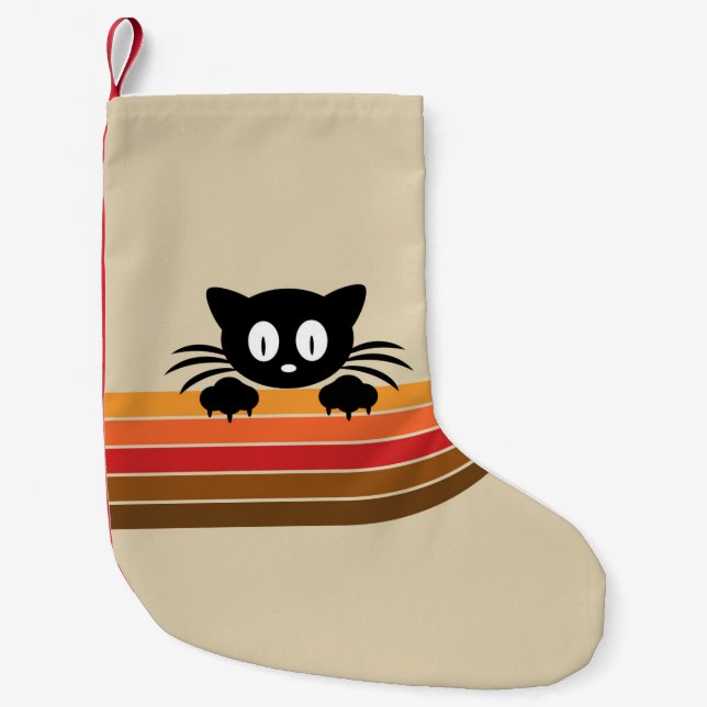 Cute black cat with retro rand liten julstrumpa (Framsidan)