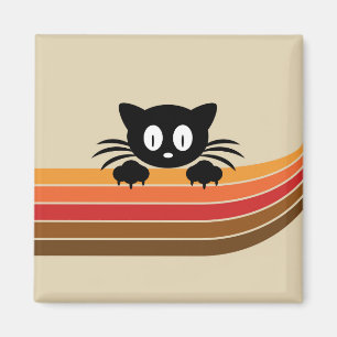 Cute black cat with retro rand magnet