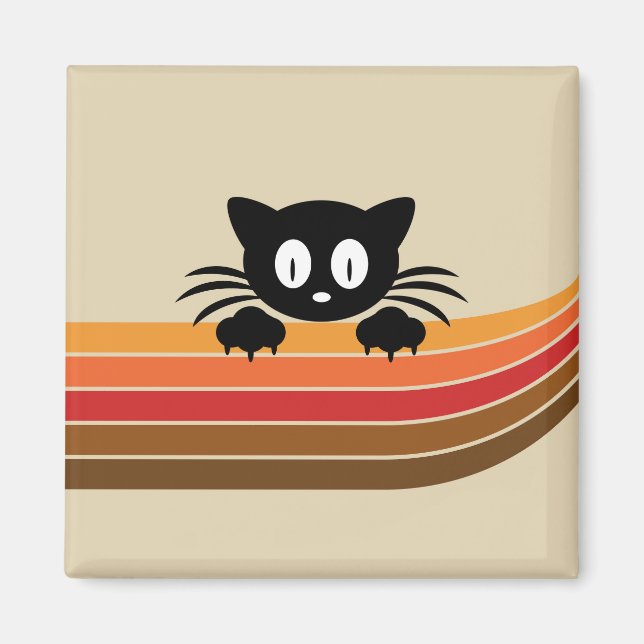 Cute black cat with retro rand magnet (Framsidan)