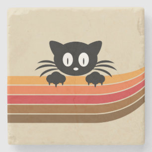 Cute black cat with retro rand stenunderlägg
