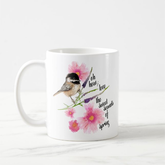 Cute Black-ccap Chickadee-vattenfärg med sälj Kaffemugg (Vänster)