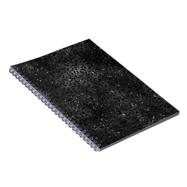 Cute Black Cheetah Leopard Skin Print Animal Anteckningsbok (Högra Sidan)
