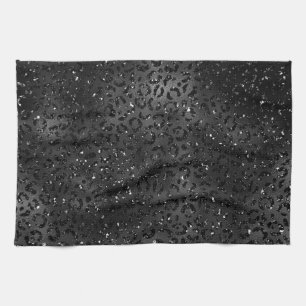 Cute Black Cheetah Leopard Skin Print Animal Kökshandduk