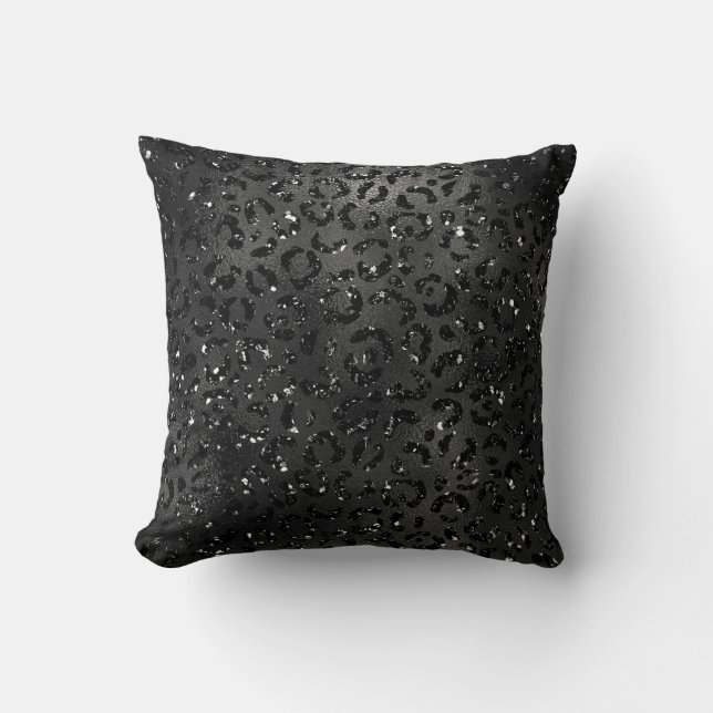 Cute Black Cheetah Leopard Skin Print Animal Kudde (Framsida)