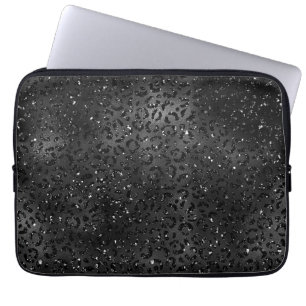 Cute Black Cheetah Leopard Skin Print Animal Laptop Fodral