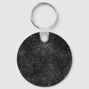 Cute Black Cheetah Leopard Skin Print Animal Nyckelring