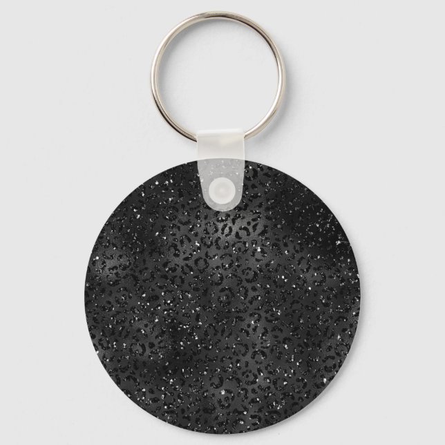 Cute Black Cheetah Leopard Skin Print Animal Nyckelring (Framsida)