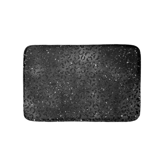 Cute Black Cheetah Leopard Skin Print Mönster Badrumsmatta (Framsidan)