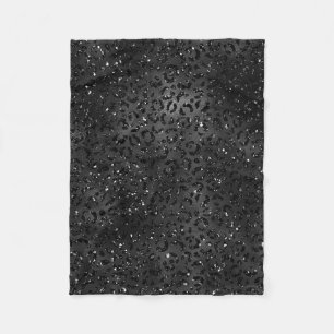 Cute Black Cheetah Leopard Skin Print Mönster Fleecefilt