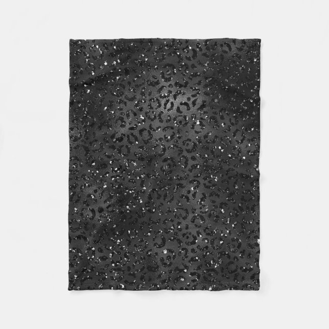 Cute Black Cheetah Leopard Skin Print Mönster Fleecefilt (Framsidan)