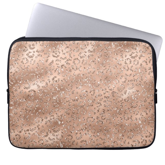Cute Black Cheetah Leopard Skin Print Mönster Laptop Fodral (Framsidan)