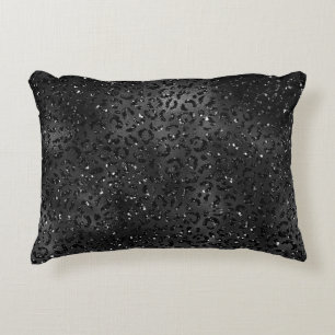 Cute Black Cheetah Leopard Skin Print Mönster Prydnadskudde