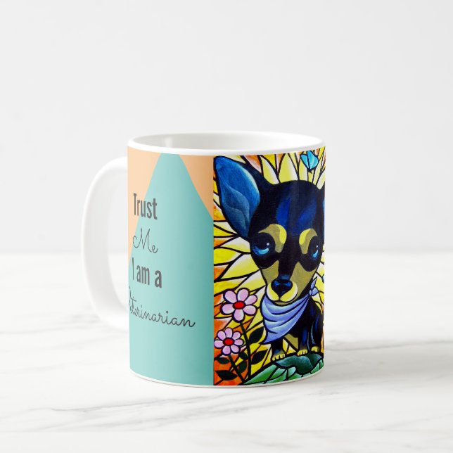 Cute Black Chihuahua Hund Veterinär namn Kaffemugg (Framsida vänster)