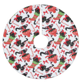 CUTE BLACK CHRISTMAS KITTENS IN STOCKINGS JULGRANSMATTA BORSTAD POLYESTER