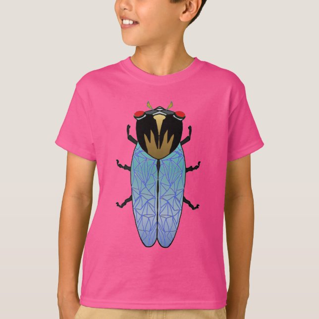Cute Black Cicada Tee Shirt (Framsida)