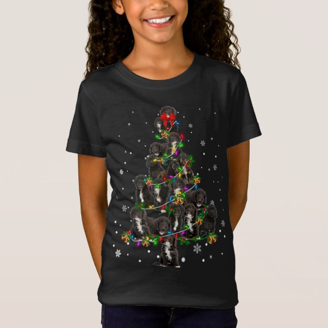 Cute Black Cockapoo Julgran-presentdekoder T Shirt (Framsida)