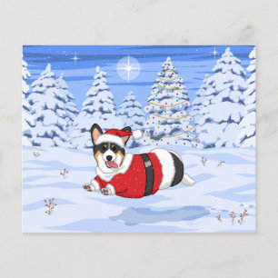Cute Black Corgi i jultomten