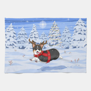Cute Black Corgi-julrensostume Kökshandduk