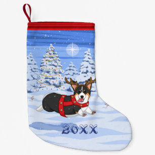 Cute Black Corgi-julrensostume Liten Julstrumpa