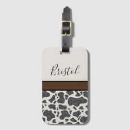 Cute Black Cow Spots Animal Print Personlig Bagagebricka