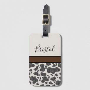 Cute Black Cow Spots Animal Print Personlig Bagagebricka