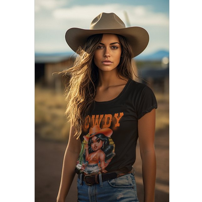 Cute Black Cowgirl Howdy Bevalt T Shirt (Skapare uppladdad)
