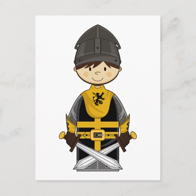 Cute Black Crusader Knight-vykort Vykort (Framsida)