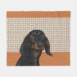 Cute Black Dachshund Hund Fleecefilt