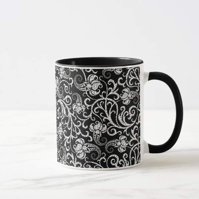 Cute black dalmatian  flowers background design mugg (Höger)
